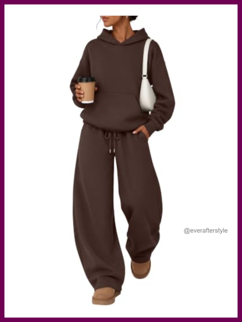 Women's 2 Piece Lounge Sweatsuit Set Recycled Poly Hoodie Barrel Leg Pants